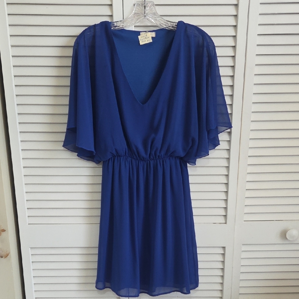 Everly Blue V-Neck Flutter Sleeve Sundress